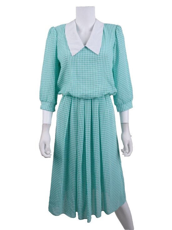 Breli Dresses & Skirts - Vintage Breli Originals Womans Dress Size 10 blue Green Gingham Check Peter pan